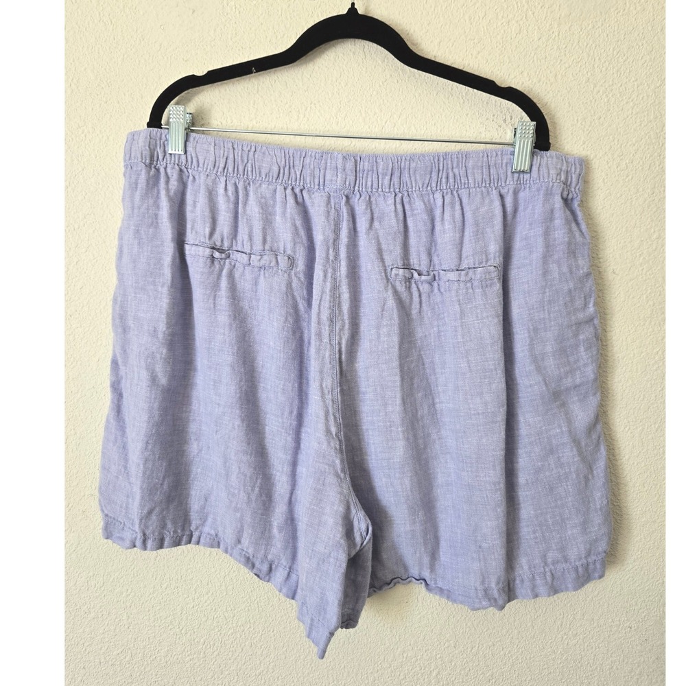 Tahari Womens 2X Shorts 100% Linen Elastic Drawstring Relaxed Blue Travel - Picture 3 of 7